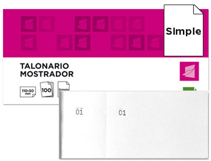 Talonario Liderpapel Mostrador 50x110mm. blanco con matriz